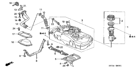 2006 insight DX(A/C) 3 DOOR 5MT FUEL TANK (2) diagram 2006 insight DX(A/C) 3 DOOR 5MT FUEL TANK (2) diagram