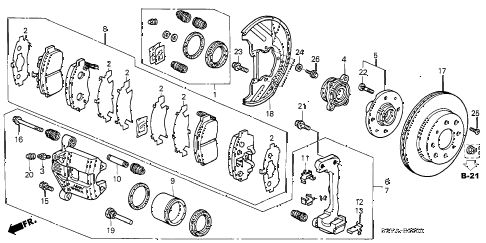 2006 insight DX 3 DOOR 5MT FRONT BRAKE (MT) diagram 2006 insight DX 3 DOOR 5MT FRONT BRAKE (MT) diagram