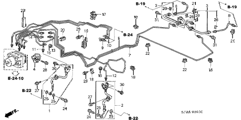 2004 insight DX 3 DOOR 5MT BRAKE LINES (ABS) (MT) (1) diagram 2004 insight DX 3 DOOR 5MT BRAKE LINES (ABS) (MT) (1) diagram