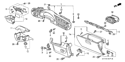 2006 insight DX 3 DOOR 5MT INSTRUMENT PANEL GARNISH diagram 2006 insight DX 3 DOOR 5MT INSTRUMENT PANEL GARNISH diagram