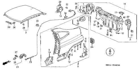 2006 insight DX 3 DOOR 5MT OUTER PANEL - REAR PANEL diagram 2006 insight DX 3 DOOR 5MT OUTER PANEL - REAR PANEL diagram