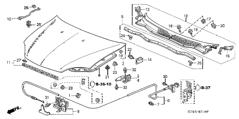 2006 insight DX(A/C) 3 DOOR 5MT HOOD diagram 2006 insight DX(A/C) 3 DOOR 5MT HOOD diagram
