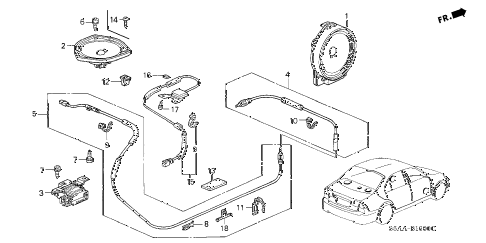 2004 civic DX-VP(VP SIDE SRS) 4 DOOR 5MT ANTENNA - SPEAKER diagram 2004 civic DX-VP(VP SIDE SRS) 4 DOOR 5MT ANTENNA - SPEAKER diagram