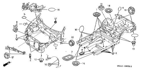 2004 civic DX-VP(VP SIDE SRS) 4 DOOR 5MT GROMMET (FR.) diagram 2004 civic DX-VP(VP SIDE SRS) 4 DOOR 5MT GROMMET (FR.) diagram