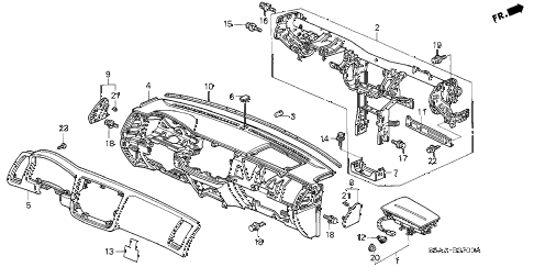 2004 civic EX 4 DOOR 5MT INSTRUMENT PANEL diagram 2004 civic EX 4 DOOR 5MT INSTRUMENT PANEL diagram