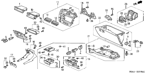 2004 civic EX(SIDE SRS) 4 DOOR 4AT INSTRUMENT PANEL GARNISH (PASSENGER SIDE) diagram 2004 civic EX(SIDE SRS) 4 DOOR 4AT INSTRUMENT PANEL GARNISH (PASSENGER SIDE) diagram