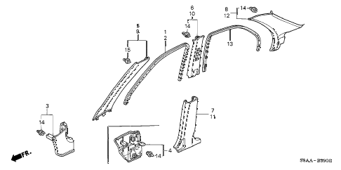 2004 civic DX 4 DOOR 4AT PILLAR GARNISH diagram 2004 civic DX 4 DOOR 4AT PILLAR GARNISH diagram