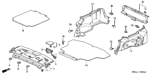 2004 civic DX-VP(VP SIDE SRS) 4 DOOR 5MT REAR TRAY - TRUNK GARNISH (1) diagram 2004 civic DX-VP(VP SIDE SRS) 4 DOOR 5MT REAR TRAY - TRUNK GARNISH (1) diagram