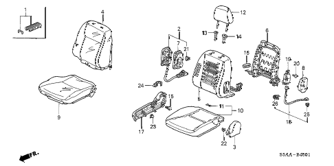 2004 civic GX(ABS SIDE SRS) 4 DOOR CVT FRONT SEAT (R.) diagram 2004 civic GX(ABS SIDE SRS) 4 DOOR CVT FRONT SEAT (R.) diagram