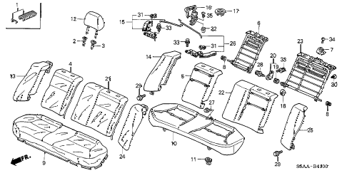 2004 civic EX 4 DOOR 5MT REAR SEAT (1) diagram 2004 civic EX 4 DOOR 5MT REAR SEAT (1) diagram