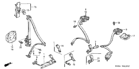 2004 civic DX-VP(VP SIDE SRS) 4 DOOR 5MT SEAT BELTS diagram 2004 civic DX-VP(VP SIDE SRS) 4 DOOR 5MT SEAT BELTS diagram