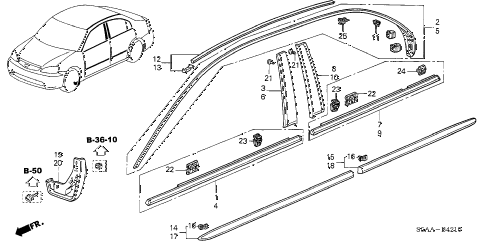 2004 civic DX-VP(VP SIDE SRS) 4 DOOR 5MT MOLDING - PROTECTOR diagram 2004 civic DX-VP(VP SIDE SRS) 4 DOOR 5MT MOLDING - PROTECTOR diagram