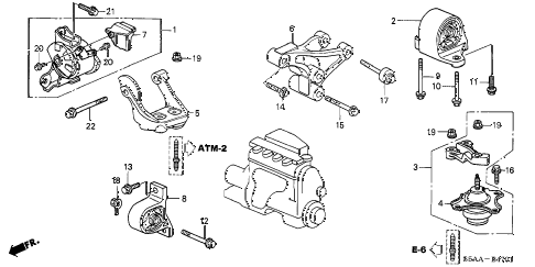 2004 civic EX(SIDE SRS) 4 DOOR 4AT ENGINE MOUNTS (AT) (1) diagram 2004 civic EX(SIDE SRS) 4 DOOR 4AT ENGINE MOUNTS (AT) (1) diagram