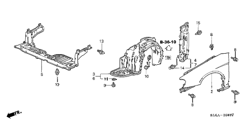 2004 civic DX-VP(VP SIDE SRS) 4 DOOR 5MT FRONT FENDERS diagram 2004 civic DX-VP(VP SIDE SRS) 4 DOOR 5MT FRONT FENDERS diagram