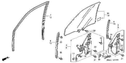 2004 civic DX-VP(VP SIDE SRS) 4 DOOR 5MT FRONT DOOR WINDOWS - DOOR REGULATOR diagram 2004 civic DX-VP(VP SIDE SRS) 4 DOOR 5MT FRONT DOOR WINDOWS - DOOR REGULATOR diagram