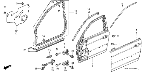 2004 civic GX(ABS SIDE SRS) 4 DOOR CVT FRONT DOOR PANELS diagram 2004 civic GX(ABS SIDE SRS) 4 DOOR CVT FRONT DOOR PANELS diagram