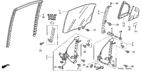 2004 civic DX(SIDE SRS) 4 DOOR 4AT REAR DOOR WINDOWS - DOOR REGULATOR diagram 2004 civic DX(SIDE SRS) 4 DOOR 4AT REAR DOOR WINDOWS - DOOR REGULATOR diagram