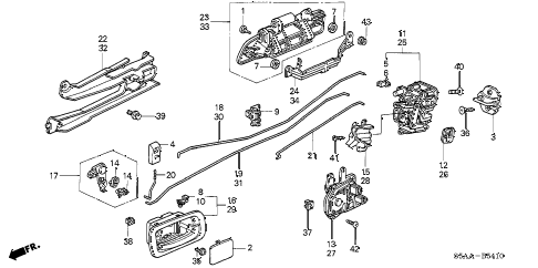 2004 civic EX(SIDE SRS) 4 DOOR 5MT REAR DOOR LOCKS - OUTER HANDLE diagram 2004 civic EX(SIDE SRS) 4 DOOR 5MT REAR DOOR LOCKS - OUTER HANDLE diagram