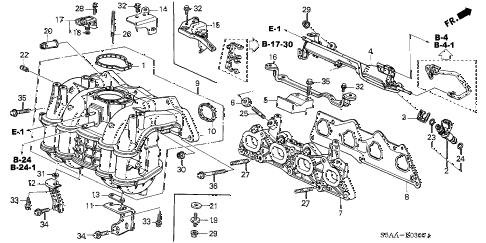 2004 civic EX(SIDE SRS) 4 DOOR 4AT INTAKE MANIFOLD (1) diagram 2004 civic EX(SIDE SRS) 4 DOOR 4AT INTAKE MANIFOLD (1) diagram