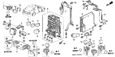 2005 civic LX(SIDE SRS) 4 DOOR 5MT CONTROL UNIT (CABIN) diagram 2005 civic LX(SIDE SRS) 4 DOOR 5MT CONTROL UNIT (CABIN) diagram