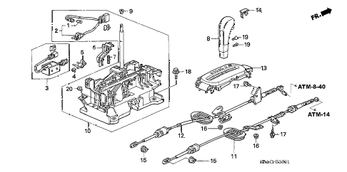 2005 civic LX(SIDE SRS) 4 DOOR 4AT SELECT LEVER (2) diagram 2005 civic LX(SIDE SRS) 4 DOOR 4AT SELECT LEVER (2) diagram