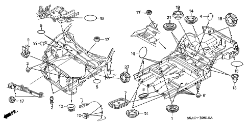 2005 civic EX(SIDE SRS) 4 DOOR 4AT GROMMET (FR.) diagram 2005 civic EX(SIDE SRS) 4 DOOR 4AT GROMMET (FR.) diagram