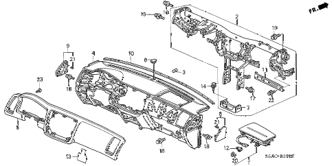 2005 civic LX(SIDE SRS) 4 DOOR 5MT INSTRUMENT PANEL diagram 2005 civic LX(SIDE SRS) 4 DOOR 5MT INSTRUMENT PANEL diagram
