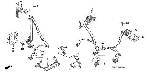 2005 civic LX(SIDE SRS) 4 DOOR 4AT SEAT BELTS diagram 2005 civic LX(SIDE SRS) 4 DOOR 4AT SEAT BELTS diagram