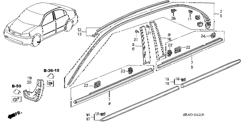 2005 civic LX 4 DOOR 5MT MOLDING - PROTECTOR diagram 2005 civic LX 4 DOOR 5MT MOLDING - PROTECTOR diagram