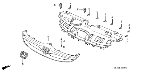 2005 civic LX(SIDE SRS) 4 DOOR 4AT FRONT GRILLE diagram 2005 civic LX(SIDE SRS) 4 DOOR 4AT FRONT GRILLE diagram