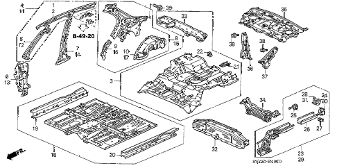 2005 civic EX 4 DOOR 4AT INNER PANEL - FLOOR PANELS (1) diagram 2005 civic EX 4 DOOR 4AT INNER PANEL - FLOOR PANELS (1) diagram
