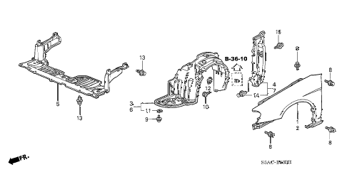 2005 civic LX(SIDE SRS) 4 DOOR 5MT FRONT FENDERS diagram 2005 civic LX(SIDE SRS) 4 DOOR 5MT FRONT FENDERS diagram