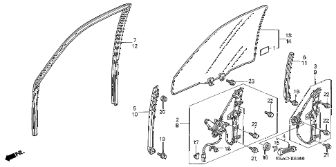 2005 civic LX 4 DOOR 4AT FRONT DOOR WINDOWS - DOOR REGULATOR diagram 2005 civic LX 4 DOOR 4AT FRONT DOOR WINDOWS - DOOR REGULATOR diagram