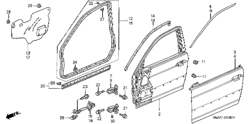 2005 civic EX(SIDE SRS) 4 DOOR 4AT FRONT DOOR PANELS diagram 2005 civic EX(SIDE SRS) 4 DOOR 4AT FRONT DOOR PANELS diagram