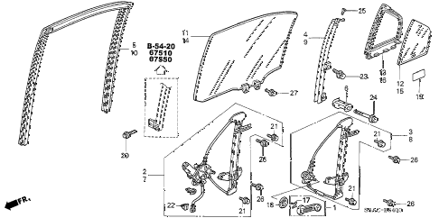 2005 civic LX(SIDE SRS) 4 DOOR 4AT REAR DOOR WINDOWS - DOOR REGULATOR diagram 2005 civic LX(SIDE SRS) 4 DOOR 4AT REAR DOOR WINDOWS - DOOR REGULATOR diagram
