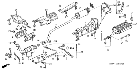 2005 civic MX(HYBRID) 4 DOOR 5MT EXHAUST PIPE - MUFFLER diagram 2005 civic MX(HYBRID) 4 DOOR 5MT EXHAUST PIPE - MUFFLER diagram