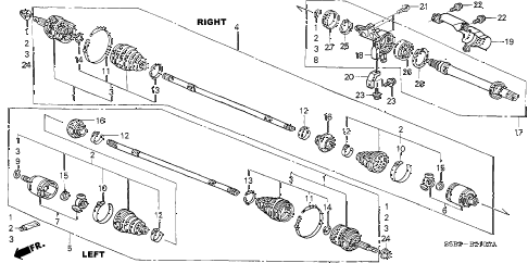 2003 civic MX(HYBRID) 4 DOOR 5MT DRIVESHAFT - HALF SHAFT diagram 2003 civic MX(HYBRID) 4 DOOR 5MT DRIVESHAFT - HALF SHAFT diagram