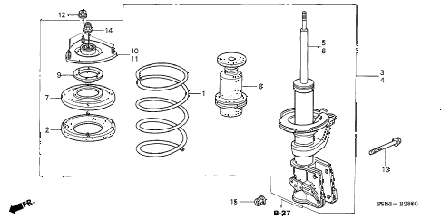 2003 civic MX(HYBRID) 4 DOOR CVT FRONT SHOCK ABSORBER diagram 2003 civic MX(HYBRID) 4 DOOR CVT FRONT SHOCK ABSORBER diagram