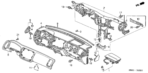 2004 civic MX(HYBRID) 4 DOOR 5MT INSTRUMENT PANEL diagram 2004 civic MX(HYBRID) 4 DOOR 5MT INSTRUMENT PANEL diagram