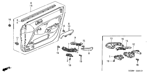 2003 civic MX(HYBRID) 4 DOOR 5MT FRONT DOOR LINING diagram 2003 civic MX(HYBRID) 4 DOOR 5MT FRONT DOOR LINING diagram