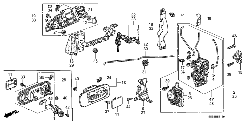 2005 civic MX(HYBRID) 4 DOOR 5MT FRONT DOOR LOCKS - OUTER HANDLE diagram 2005 civic MX(HYBRID) 4 DOOR 5MT FRONT DOOR LOCKS - OUTER HANDLE diagram