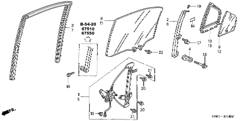 2004 civic MX(HYBRID) 4 DOOR CVT REAR DOOR GLASS - DOOR REGULATOR diagram 2004 civic MX(HYBRID) 4 DOOR CVT REAR DOOR GLASS - DOOR REGULATOR diagram