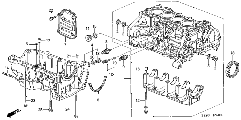 2003 civic MX(HYBRID) 4 DOOR CVT CYLINDER BLOCK - OIL PAN diagram 2003 civic MX(HYBRID) 4 DOOR CVT CYLINDER BLOCK - OIL PAN diagram