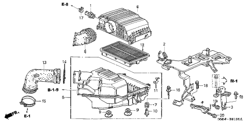2004 civic MX(HYBRID) 4 DOOR CVT AIR CLEANER diagram 2004 civic MX(HYBRID) 4 DOOR CVT AIR CLEANER diagram