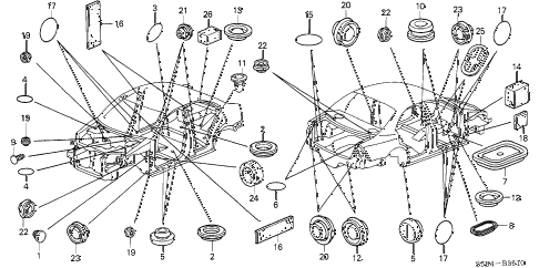 2004 civic MX(HYBRID) 4 DOOR 5MT GROMMET diagram 2004 civic MX(HYBRID) 4 DOOR 5MT GROMMET diagram