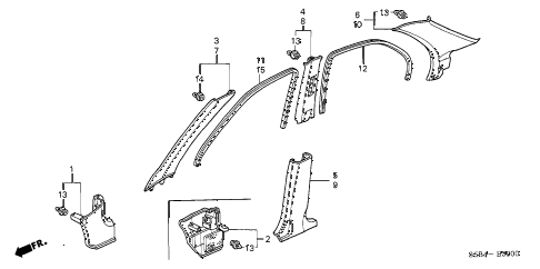 2004 civic MX(HYBRID) 4 DOOR 5MT PILLAR GARNISH diagram 2004 civic MX(HYBRID) 4 DOOR 5MT PILLAR GARNISH diagram