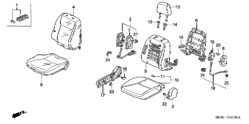 2004 civic MX(HYBRID) 4 DOOR 5MT FRONT SEAT (R.) diagram 2004 civic MX(HYBRID) 4 DOOR 5MT FRONT SEAT (R.) diagram