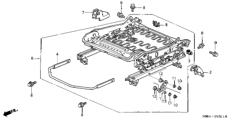 2004 civic MX(HYBRID) 4 DOOR 5MT FRONT SEAT COMPONENTS (L.) (MANUAL HEIGHT) diagram 2004 civic MX(HYBRID) 4 DOOR 5MT FRONT SEAT COMPONENTS (L.) (MANUAL HEIGHT) diagram