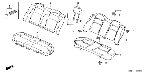 2004 civic MX(HYBRID) 4 DOOR CVT REAR SEAT diagram 2004 civic MX(HYBRID) 4 DOOR CVT REAR SEAT diagram