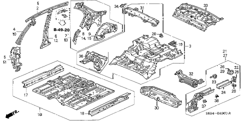 2003 civic MX(HYBRID) 4 DOOR 5MT FLOOR - INNER PANEL diagram 2003 civic MX(HYBRID) 4 DOOR 5MT FLOOR - INNER PANEL diagram